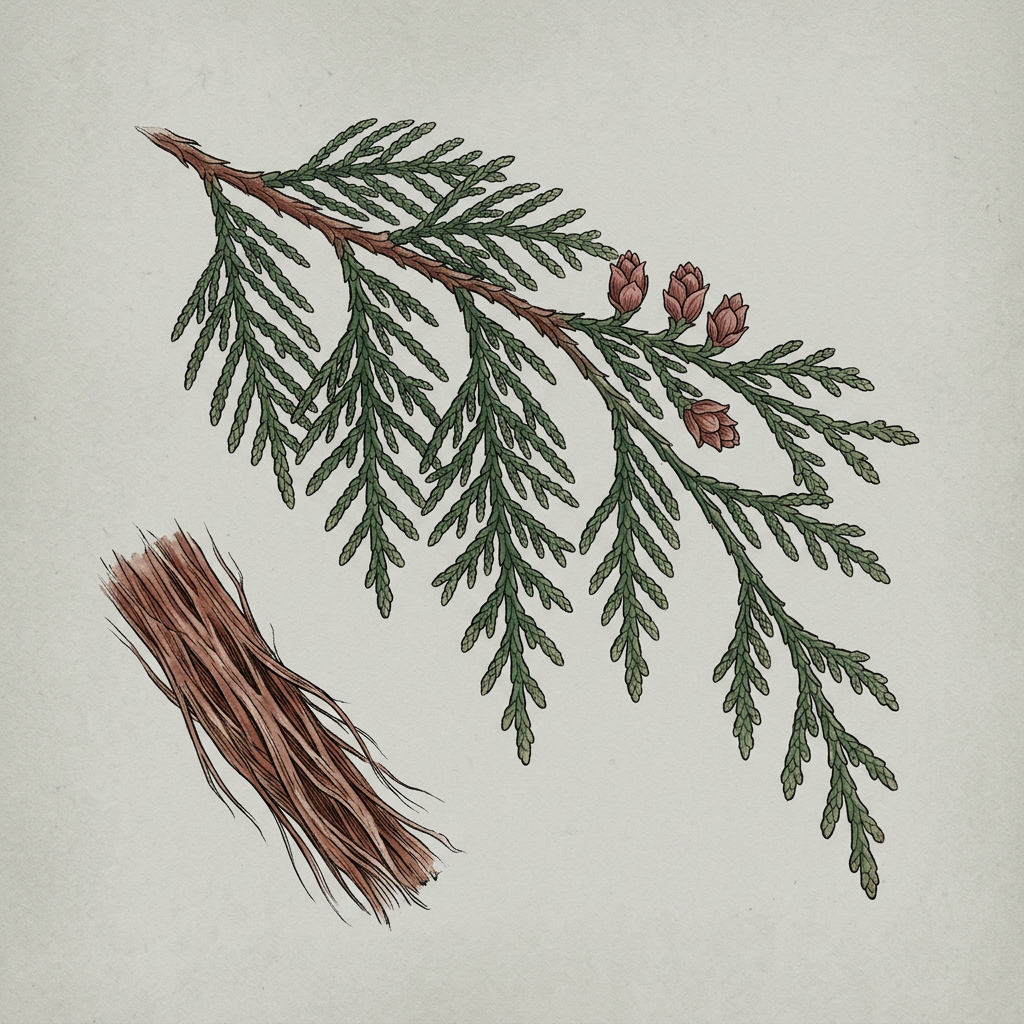 Botanical illustration of Western Red Cedar